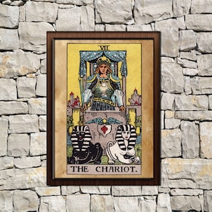 Tarot chariot card stampa, poster invecchiato, arredamento della parete Taro, stampa dizionario Occult, stampa Tarocchi, poster tarocchi, tarocchi stampa magica