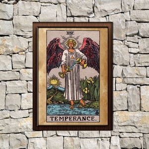 Tarot Temperance kaart afdrukken, leeftijd poster, Taro wand decor, occulte print, de Temperance print, Tarot poster, Tarot print