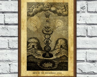 Philosopher's Stone Necklace, Alchemy Elixir Life Hermetic