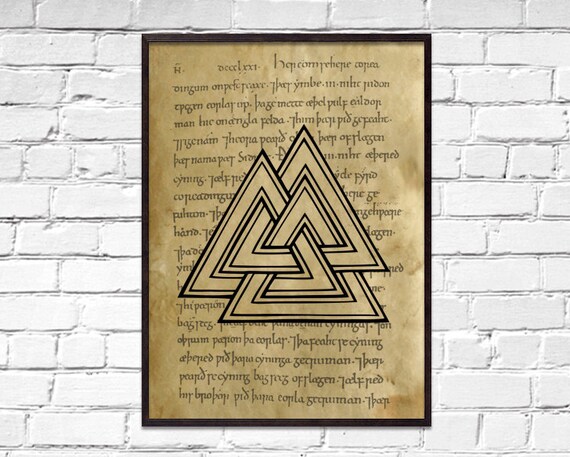 Valknut Anos Cartel Decoracion De La Pared De Celta Vikingo Etsy