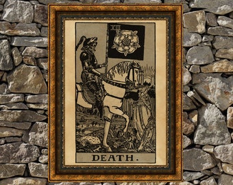 Tarot Death card print, aged poster, Taro wall decor, Occult print, death print, tarot poster, tarot print