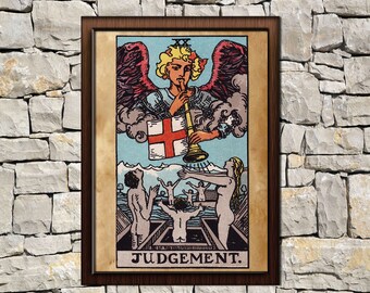 Tarot Judgement card print, aged poster, Taro wall decor, Occult print, Judgement print, tarot poster, tarot print