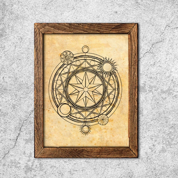 Kosmos Rad Universum Druck Wicca Illustration Alchemie Etsy