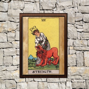 Tarot sterkte kaart afdrukken, leeftijd poster, Taro wand decor, occulte print, de sterkte afdrukken, Tarot poster, Tarot print