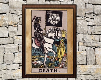 Tarot Death card print, aged poster, Taro wall decor, Occult print, death print, tarot poster, tarot print