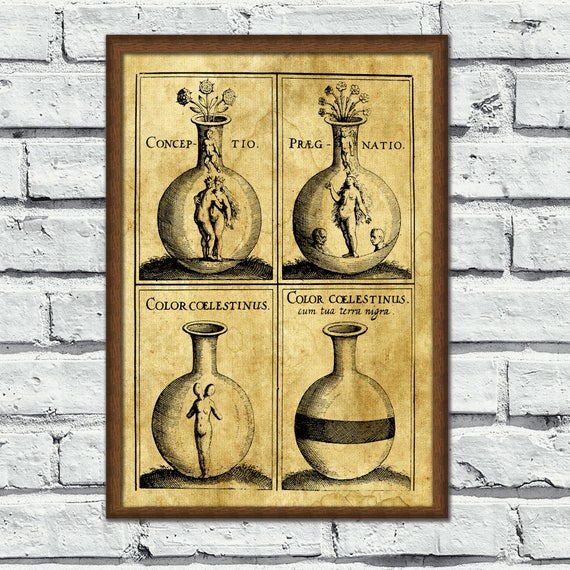 Female Power Alchemy Poster Coitus Illustration Sacred Print Ancient Art Alchemy Art Medieval Print Magick Esoteric Home Decor