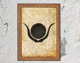 Hathor, sacred symbol print, alchemy poster, egypt god poster, Polytheism,  magick, alchemy, sacred geometry, esoteric art, gods of egypt