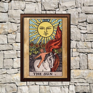 Tarot Sun Kartendruck, Taro Poster, Taro Wanddekoration, Okkult Print, The Sun Print, Tarot Poster, Tarot Print