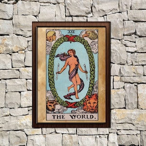 Tarot-Welt-Karte Druck, im Alter Von poster, Taro-Wand-Dekor, okkulten Druck, die Welt Druck, Tarot-Plakat, Tarot-Druck