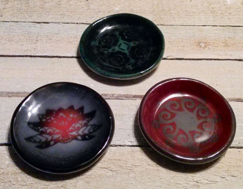 Pottery Dish Set Of 3 Ring Dish Floral Pottery Native Etsy