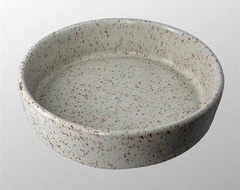 White Speckled Pet Food Dish