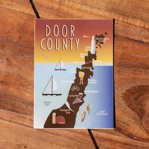Door County Halbinsel Collage Sticker | Door County WI Karte