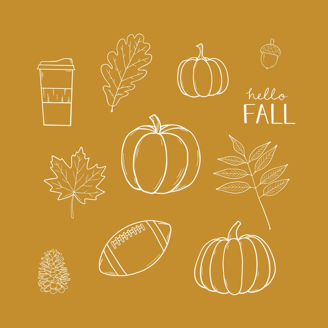 Fall Line Illustrations | Autumn Line Art | Digital Download - Etsy
