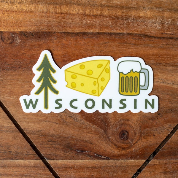 Wisconsin sticker | pine tree, cheese, beer