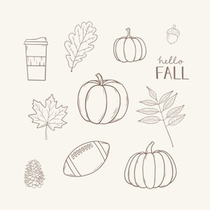 Fall Line Illustrations | Autumn Line Art | Digital Download