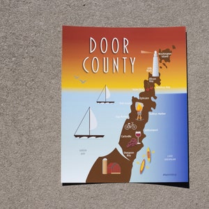 Door County Peninsula collage 8x10 print | Door County Wisconsin Map