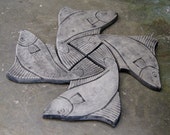 Fish Step Stones Set of four Concrete Heavy duty Cast Stone Step Stones Figurines 100 Concrete