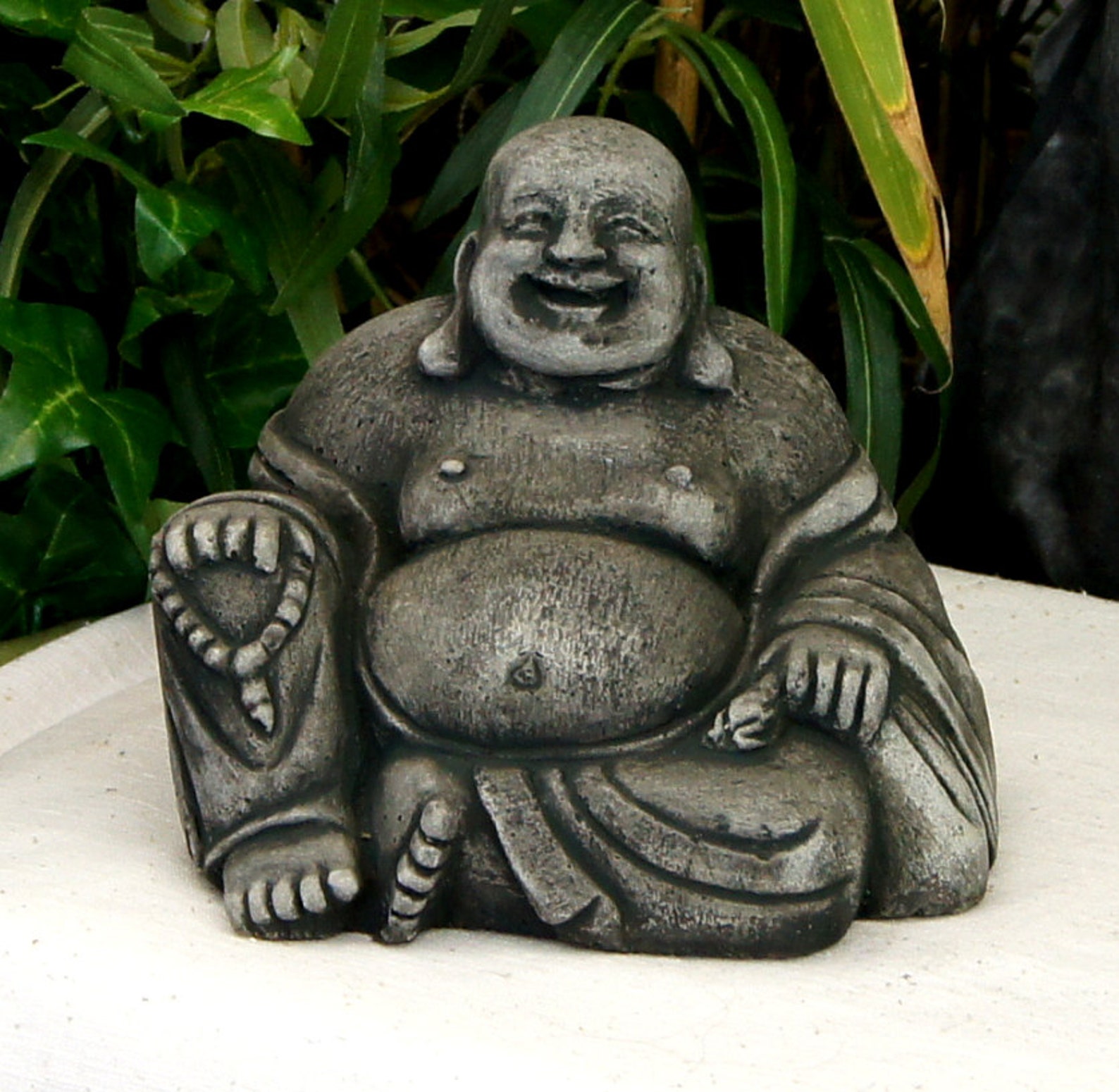 Happy Buddha Statue Hotei Cement Buddha Cast stone Happy Etsy