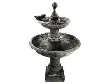 Ravello Two Tier Fountain with Birds Cement Water Feature Concrete Garden Fountain Cast Stone European Fountain