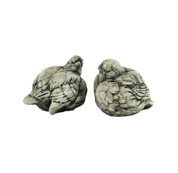 Sparrows Bird Pair Ornaments Cement Bird Figure Cast Stone Etsy