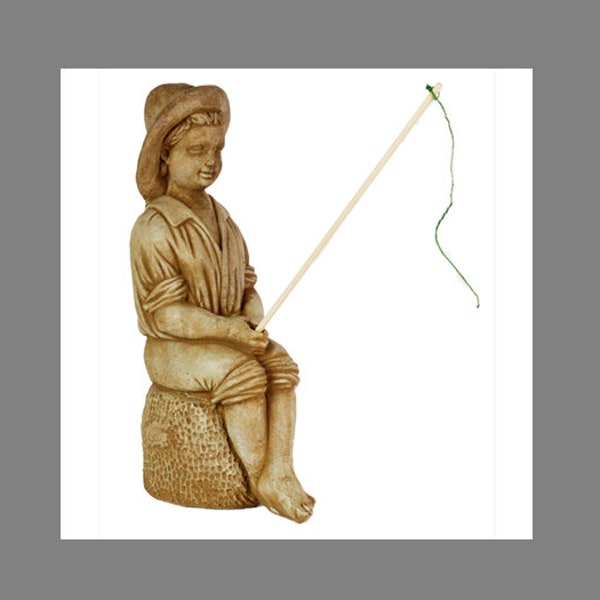 Concrete Boy Fishing Statue Etsy