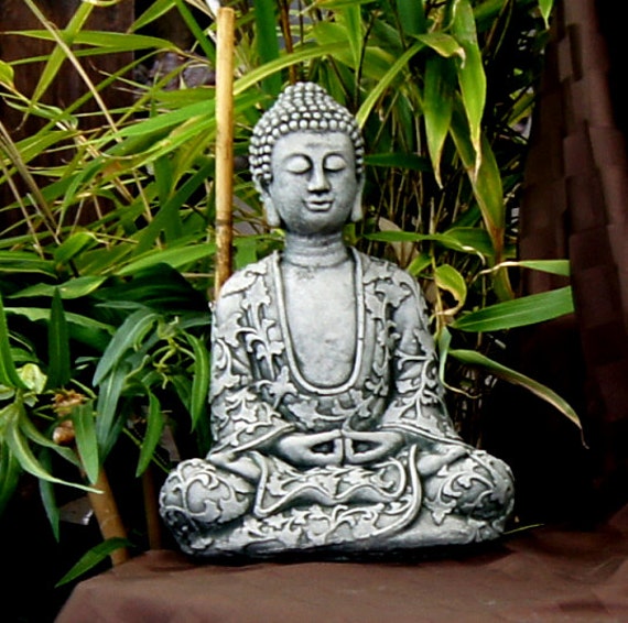 Lotus Buddha Tating Sitting Garden Statue Concrete Asian Chinese Sculpture Japanese Cast Stone Figurine