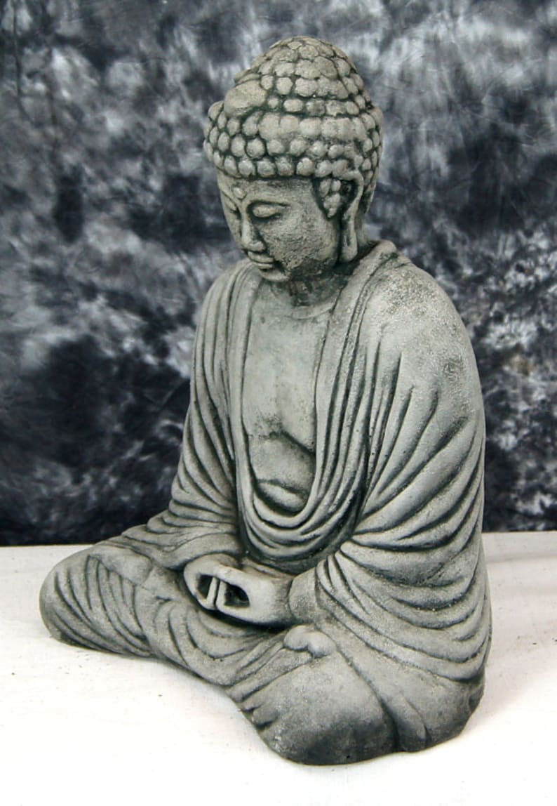 Meditating Sitting Buddha Garden Statue Concrete Asian Statue Etsy