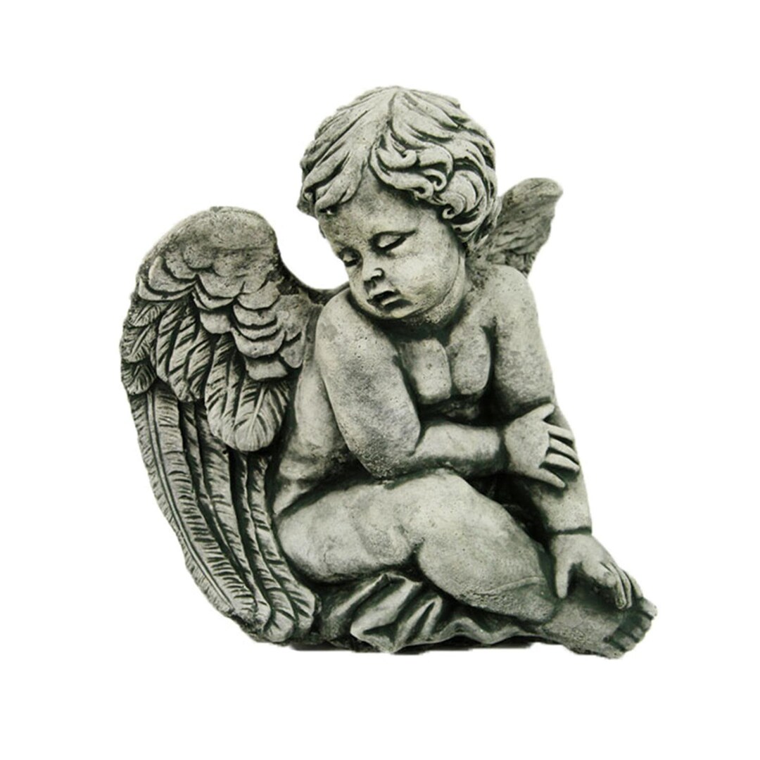 Sitting Angel Concrete Garden Statue Cement Religious Figure Cherub ...