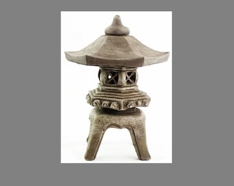 Stone Pagoda Lantern: Hand-Cast Concrete Asian Garden Sculpture