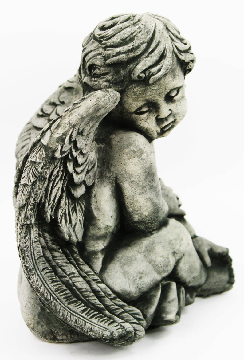 Sitting Angel Concrete Garden Statue Cement Religious Figure Etsy