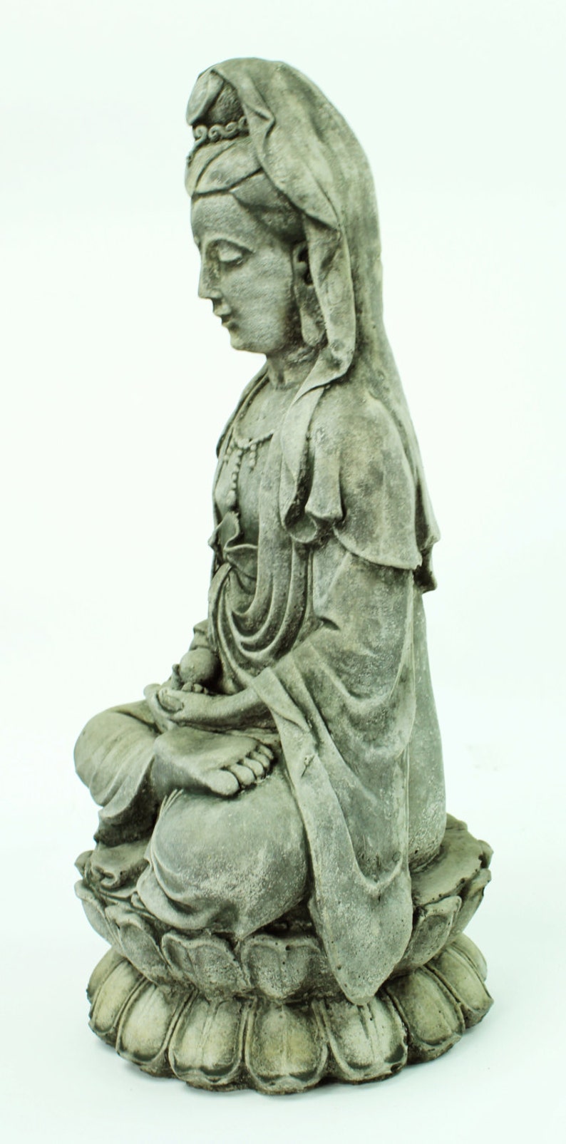 Kuan Yin Sitting Garden Statue Concrete Asian Statue Chinese Etsy