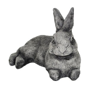 Rabbit Statue Laying Concrete Garden Statue Cement Animal Figure Cast Stone Bunny Figurine Garden Sculpture Art Decorative Easter Rabbits image 4