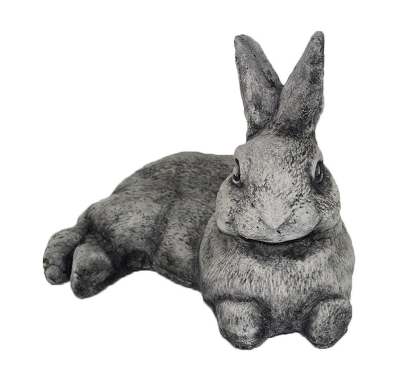 Rabbit Statue Laying Concrete Garden Statue Cement Animal Figure Cast Stone Bunny Figurine Garden Sculpture Art Decorative Easter Rabbits image 4