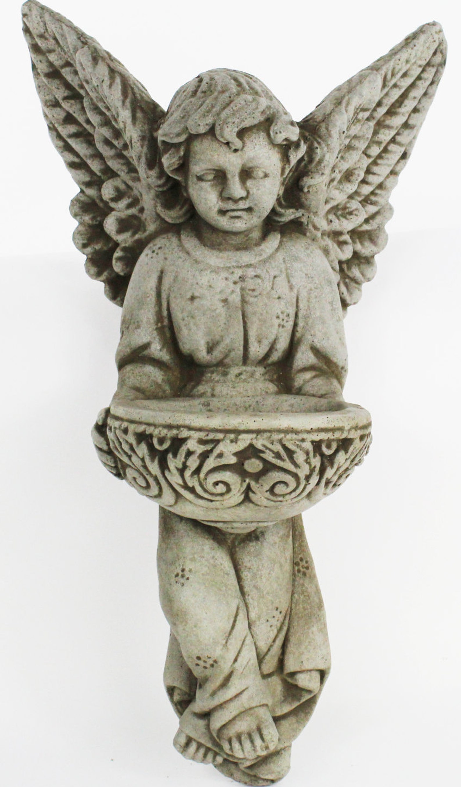 Holy Angel with Bowl Wall Plaque Concrete Garden Statue Cement Etsy