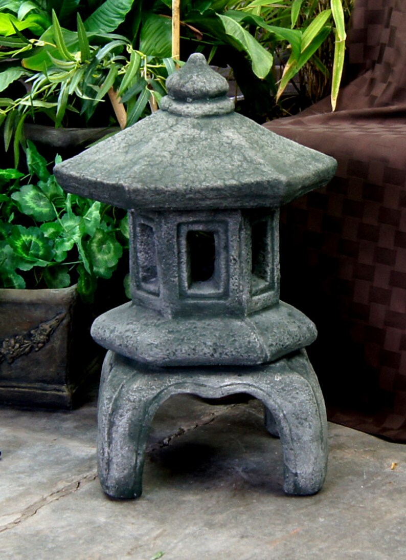 Rustic Twist Fountain with Japanese Pagoda & Dragon with Buddha Lantern Package Cement Water Feature Concrete Garden Fountain Art CastStone image 3