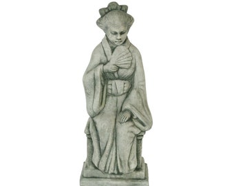 Concrete Geisha Garden Statue: Asian Sculpture (17.5 inches)