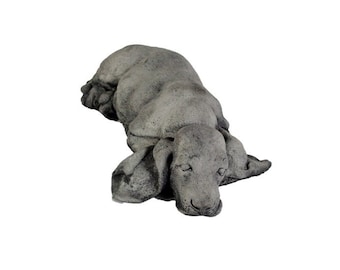 Laying Basset Hound Concrete Dog Statue Garden Figures