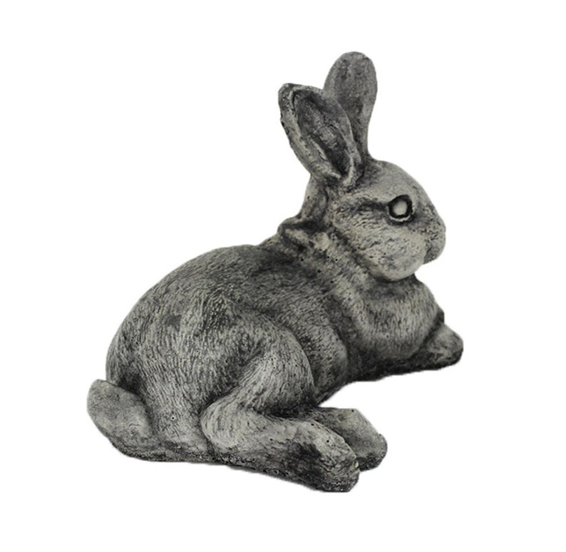 Rabbit Statue Laying Concrete Garden Statue Cement Animal Figure Cast Stone Bunny Figurine Garden Sculpture Art Decorative Easter Rabbits image 2