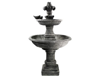 Water Fountain Ravello Two Tier with  FDL Finial and Birds Cement Water Features Concrete Garden Fountains Cast Stone European Fountain