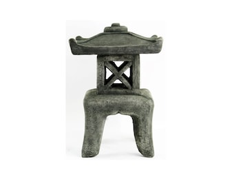 Ancient Concrete Pagoda Lantern: Asian Garden Sculpture (19 inches)