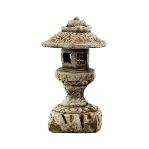 Hexagonal Pagoda Carved Cast Stone Lantern Japanese Pagoda Cement Chinese Lantern Asian Sculpture Figure