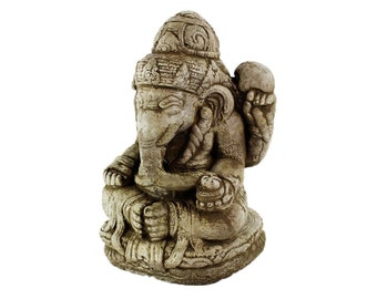 Seated Ganesha Statue Figurine Garden Cement Statues Cast Stone Sculpture Ganesh Hindu Elephant