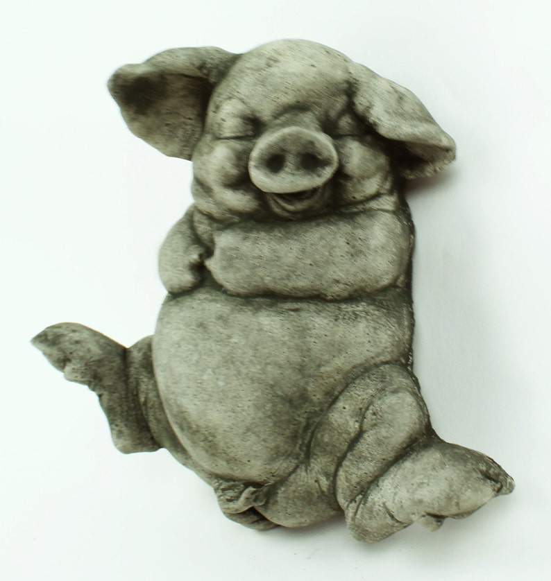 Sleeping Pig Concrete Wall Plaque Cement Pig Figure Cast Stone Garden Statue Pig Art Decor
