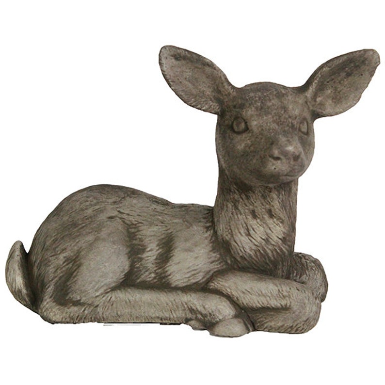 Sitting Deer Statue Sculpture Concrete Deer Figure Cast Stone Etsy