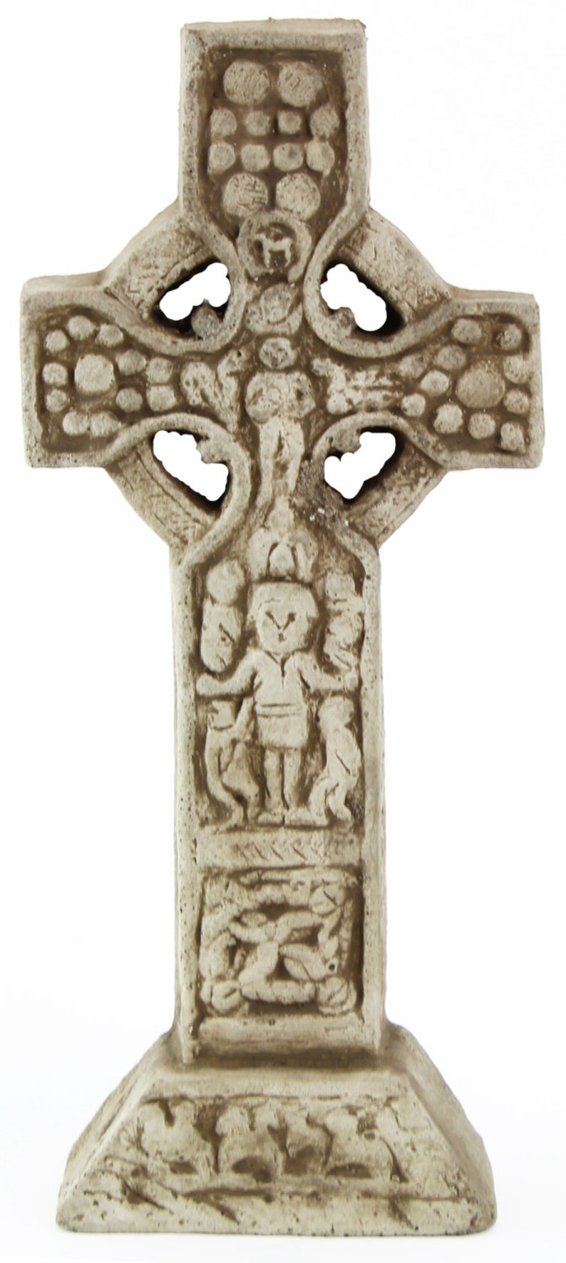 Clonmacnoise Cross Celtic Cross Concrete Garden Statue Religious Cement Irish Sculpture Catholic European Figuren Dark Almond Brown