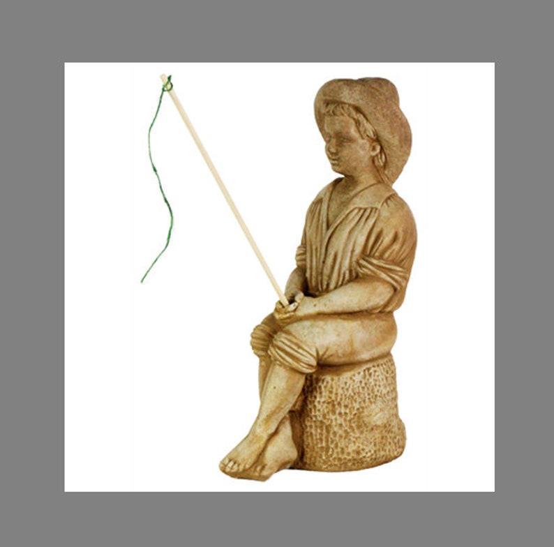 Axel The Fishing Boy Statue Home and Garden Statues Concrete Etsy