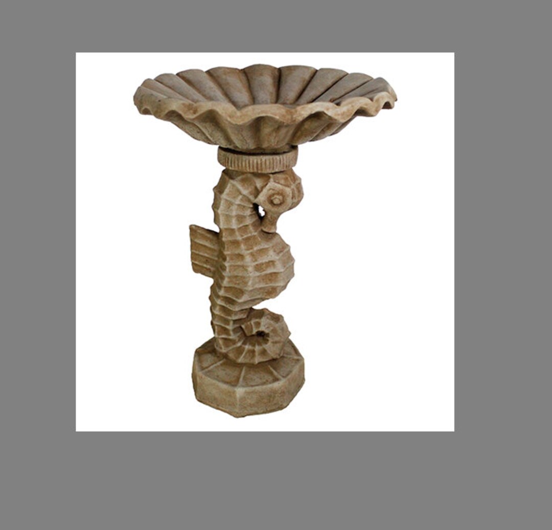 Seahorse Concrete Bird Bath Seahorses Garden Bird Sculpture Etsy