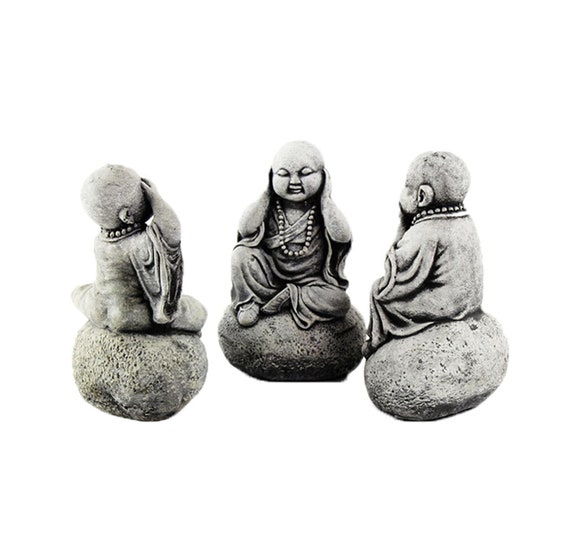 Speak No Evil Three Wise Monks Concrete Statues Cement Buddha Concrete ...