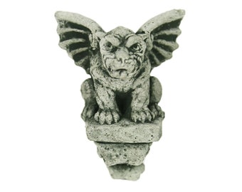 Hanging Gargoyle Wall Statue: Hand Cast Stone Garden Decor
