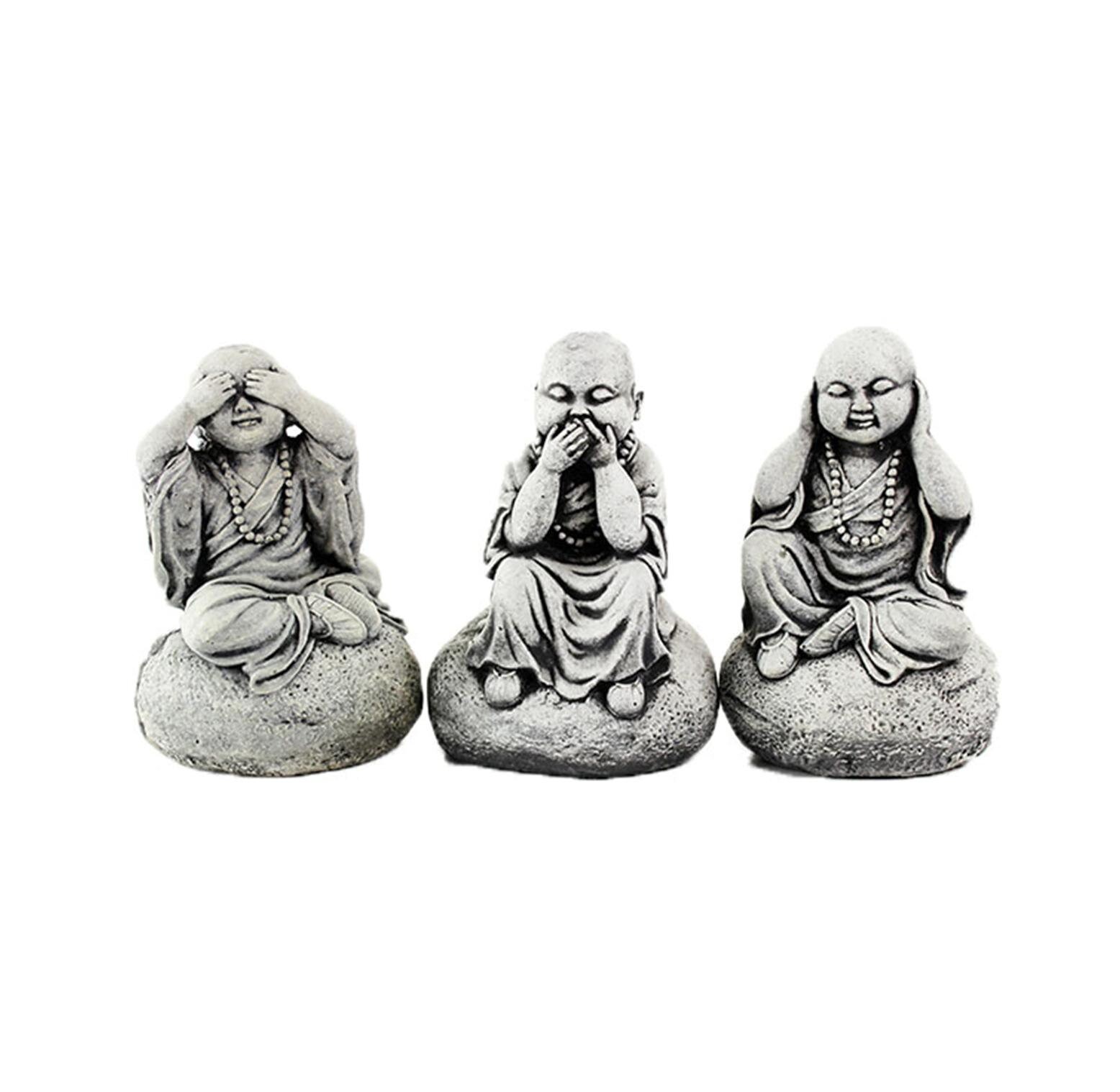 Speak No Evil Three Wise Monks Concrete Statues Cement Buddha Concrete